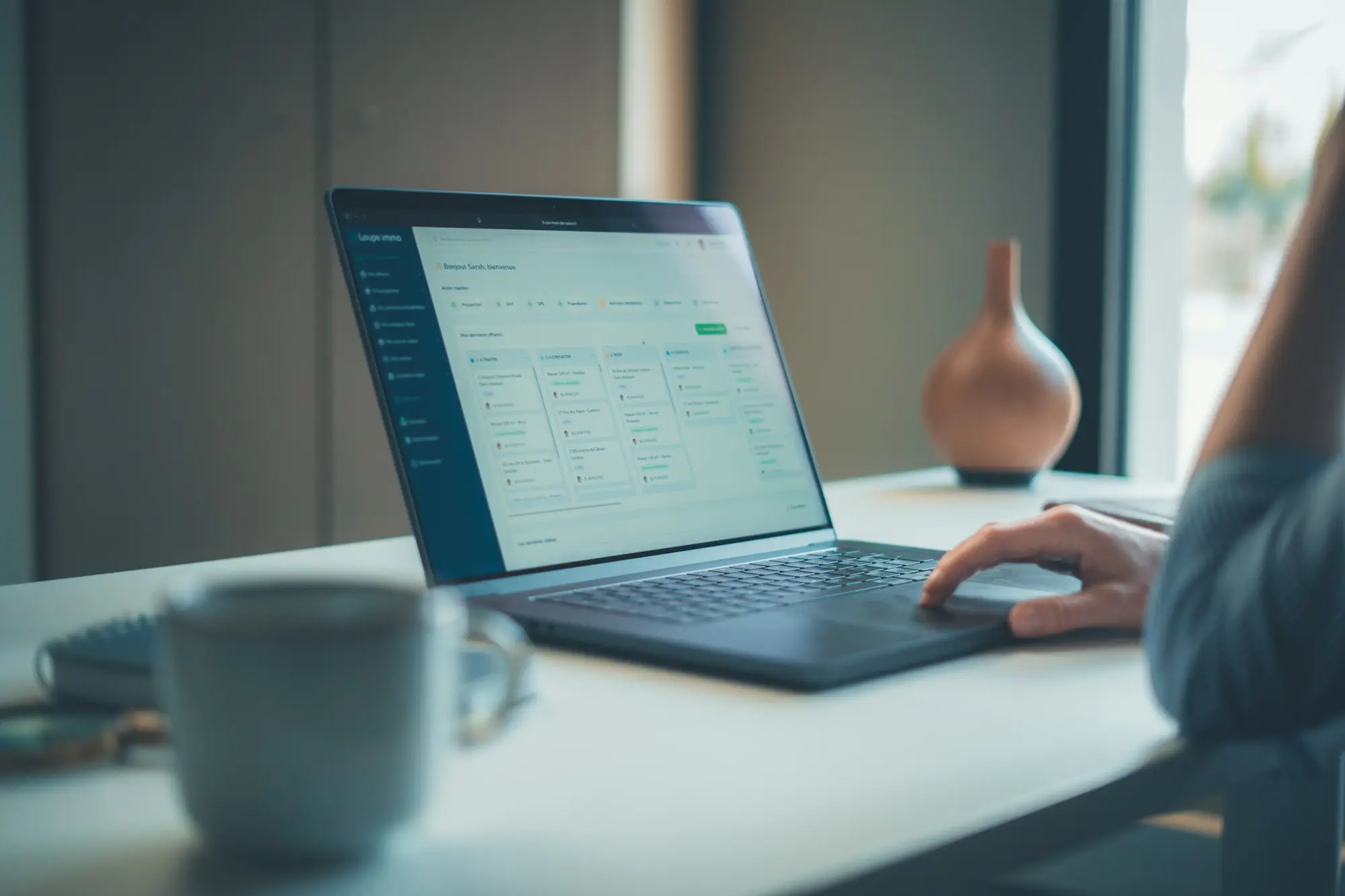 Bookkeeping software open on a laptop screen