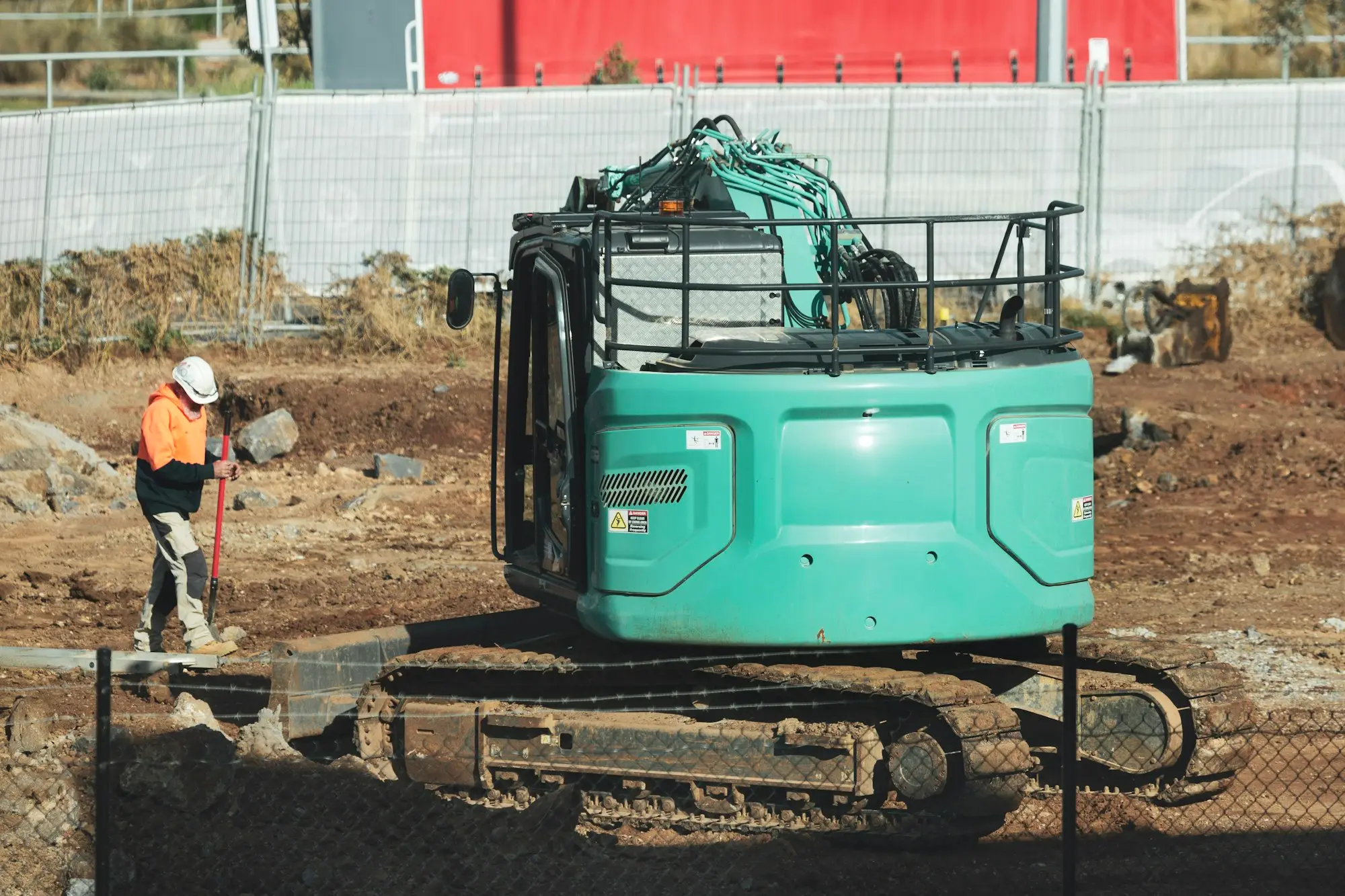Excavator on a construction site in Truganina, Victoria